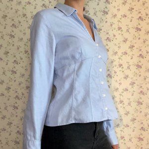 Pinstriped Button Down Long Sleeve Shirt